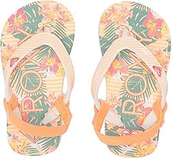 Roxy Kids' TW Pebbles VI Flip Flop Sandals, peach