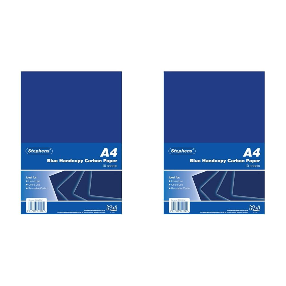 Stephens Special Quality Typewriter Carbon Paper Blue A4 10 Sheets for Tracing, Making A Print, Transfer Or Copy, Ideal for Classroom, Home and Office (Pack of 2)
