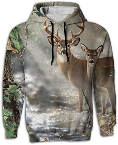 Real Tree Camouflage Deer Men's Pullover 3D Printed Hoodie Sweatshirt Sport Outwear wiht Front Pocket