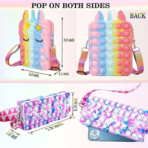 2 Pack Large Pop Purse bag, Fidget Shoulder Bags for Girls Women Gift, Pop Kids Purse Handbag for Birthday School Party Supplies.