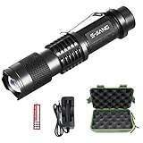 Super Bright Mini LED Tactical Flashlight, Rechargeable (18650 Battery Include), Zoomable, Water-Resistant, 1000 Lumen LED Outdoor Torch with 5 Modes for Emergency Camping Hiking