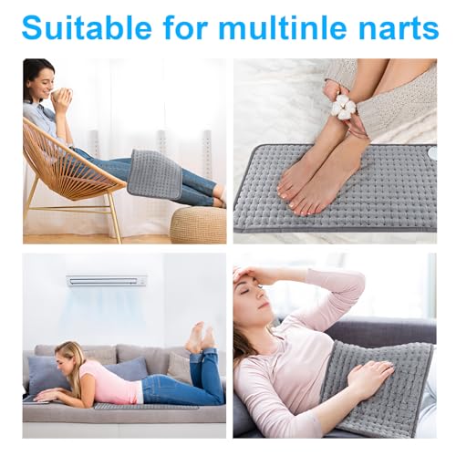 Heating pad,Electric Heat Pad, Pain Relief of Back Neck & Shoulder, Auto Shut Off, with Automatic Switch-Off and 10 Temperature Levels Heating pad (13.7" x 23", Silver Gray)