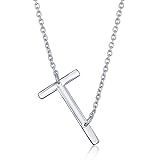 T Necklace Initial - Silver Sideways Initial