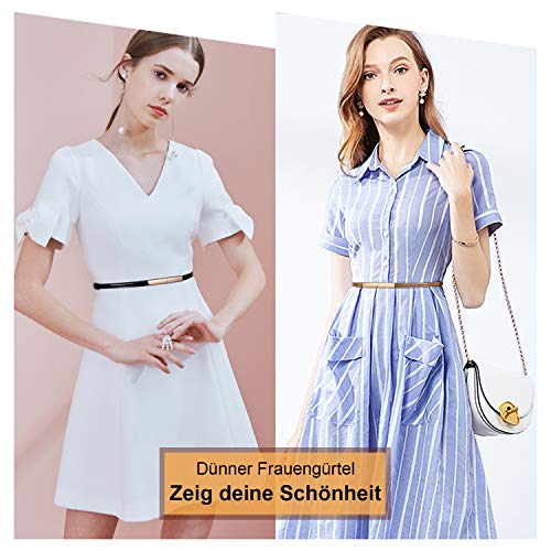 WERFORU Damen Skinny Leather Belt Verstellbarer Fashion Thin Waist Belt für Kleid