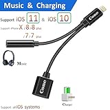 iphone 7 / 7 plus / 8 / X adapter, (Support iOS 10.3, iOS 11)Cone 2 in 1 Lightning Adapter and Charger, Lightning to 3.5mm Aux Headphone Jack Audio Adapter for iphone X, 8, 8 plus, 7, 7 plus(Black)