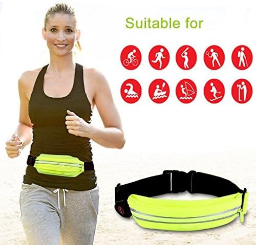 Universal LED Running Belt Waist Bag,Oleeda Sweatproof Running Belt with USB Rechargeable LED Light for Workout Running Hiking,Unisex Pouch Bag for Cellphone/Money/Keys and more