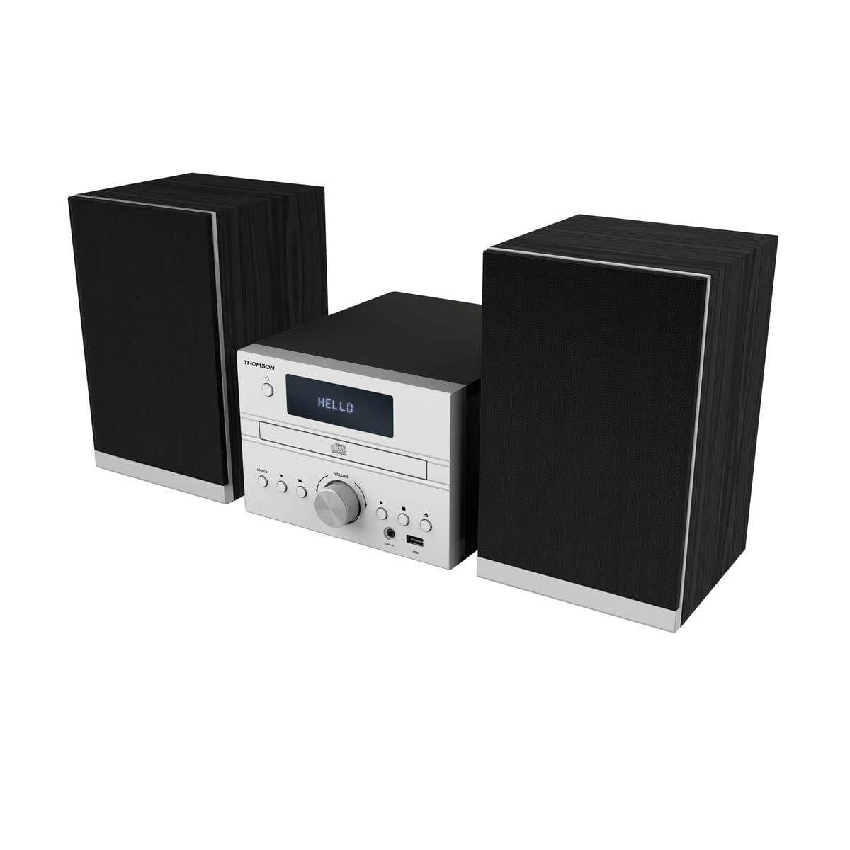 Thomson Mic122Bt, 50W Home Audio Micro System, Black/Silver, Stereo Speakers, FM, CD, MP3, Bluetooth, 3kg, 22x46x23cm, Corded Electric