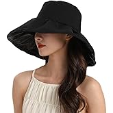aoozleny Wide Brim Sun Hat with UV Protection, Adjustable Drawstring，Reversible Design