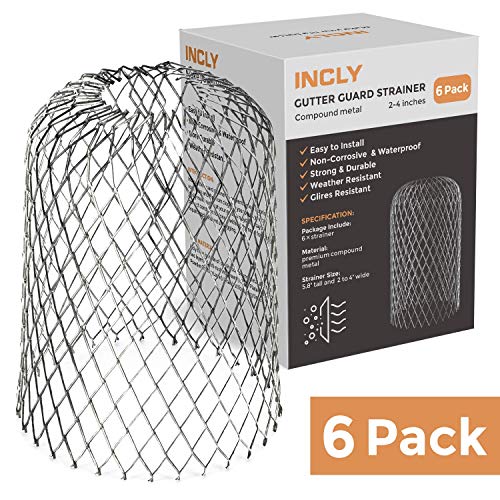 Incly 6 Pack Gutter Guard Strainer 3 Inch Downspouts Filter Keeps Unclogging