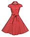 BI.TENCON Women's Cap Sleeve 1950s Retro Red Polka Dot Cocktail Summer Swing Vintage Dress S