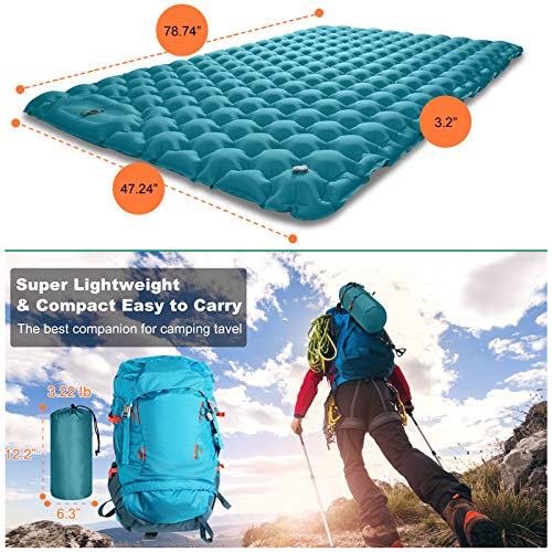 Double Sleeping Pad, MEETPEAK Foot Press Pump Inflating Camping