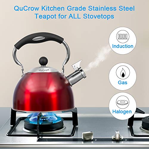 New Version QuCrow Stainless Steel Whistling Tea Kettle with Heat Proof