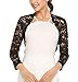 Grabsa Women’s 3 4 Sleeve Lace Shrugs Bolero Cardigan Crochet Sheer Crop Jacket