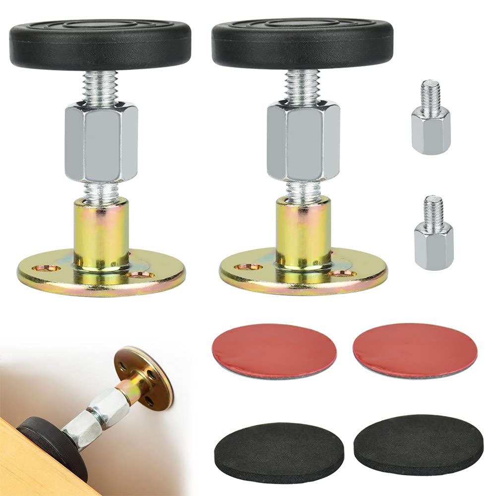 ANTHYTA Adjustable Threaded Bed Frame,2 Pack Anti-Shake Tool Telescopic Support Headboard Stoppers Bedside Anti-Shake Fixer for Home Room Bed Furniture Wall Support 67-87mm (Black) Easy Install