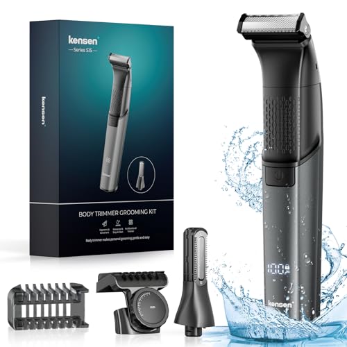 kensen Men's Electric Shaver Body Waterproof 2 in 1 Men's Body Shaver Intimate Wet & Dry Hair Trimmer with Adjustable Combs 1-10 mm for Limbs & Torso & From the Waist Down 100 Minutes