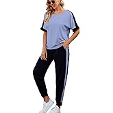 VIMPUNEC Women 2 Piece Outfits Summer Casual Lounge Sets Soft Sweatsuits Trendy Matching Sets Light Blue M