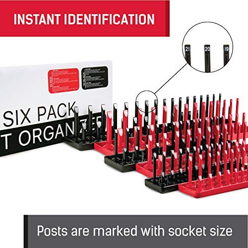 Socket Organizer Trays - 6 Piece SAE & Metric Socket Holder - Socket Tool Set Storage for Â¼ inch, â…œ inch & Â½ inch Drive Holder for Mechanics