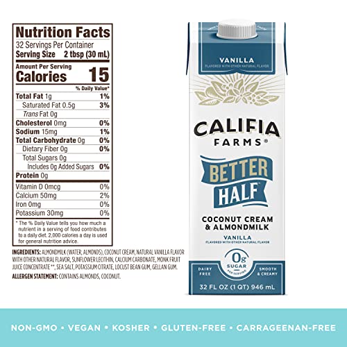 Califia Farms Vanilla Better Half, Half and Half Substitute, 32 Oz