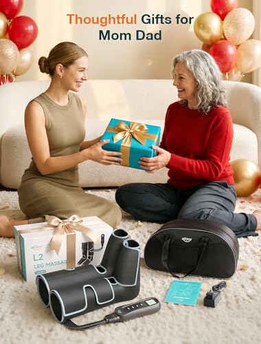 ALLJOY Leg Massager for Circulation and Pain Relief FSA, Father-s Day Gift-s for Dad Men Women, Leg Massager with Heat and Compression Helpful for Vericose Veins, Fatigue, Cramps, Swelling, Edema