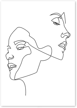 Nordic Minimalist Line Drawing Black White Canvas Art Paintings Man Woman Posters And Prints Wall Pictures For Bedroom Decor 40x60cm No Frame Amazon Co Uk Kitchen Home Man and woman embrace illustration for bedroom. bedroom decor 40x60cm no frame