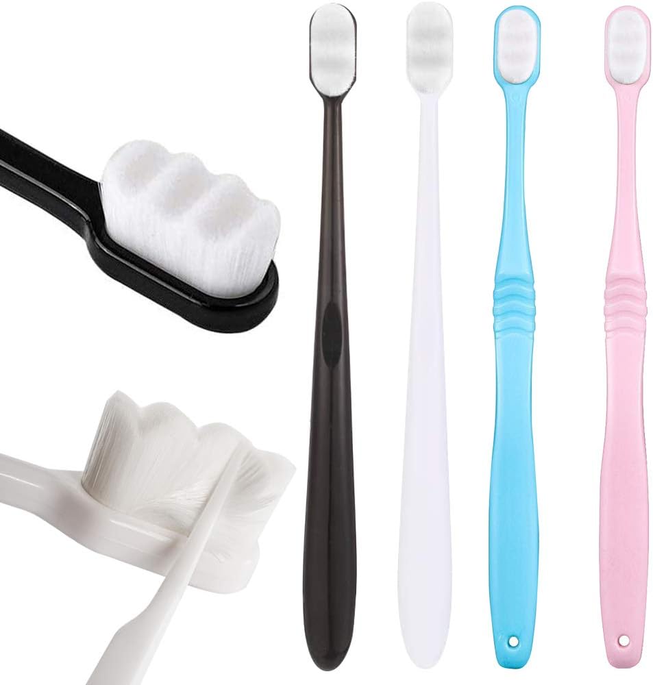 BHAHAI 4 PCS Extra Soft Toothbrushes, Micro Nano Manual