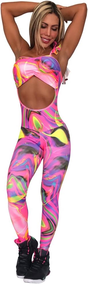 Jumpsuit Colombian Gym Workout Spinning Suplex Zumba Blue
