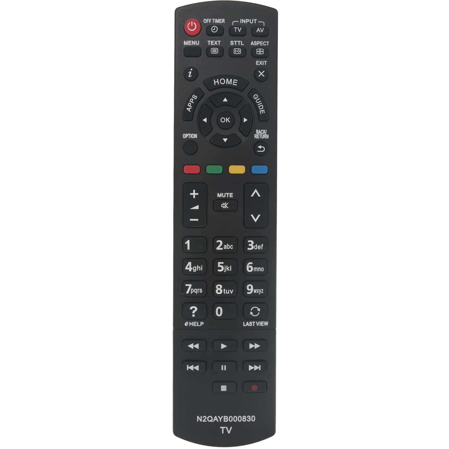 N2QAYB000830 Replacement Remote Control Fit for Panasonic LCD TV TX-42AS520E TX-50AS520E TX-32AS600E TX-39AS600E TX-42AS600E TX-50AS600E TX-32ASX603 TX-42ASX603 TX-50ASX603 TX-32AS600Y