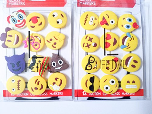 Emoji Charms with Suction 12 Pack, Perfect Markers for Everything from Wine  Glass to Red Cups! Lifetime (Combo)