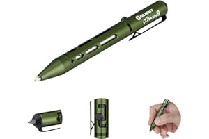 OLIGHT O'Pen Mini 2 Portable Ballpoint Pen, Bolt Action Pen with Pen and Pencil Tip, EDC Replaceable Black Ink Pens with Stainless Steel Pen Clip for Office, Working, Writing (OD Green)
