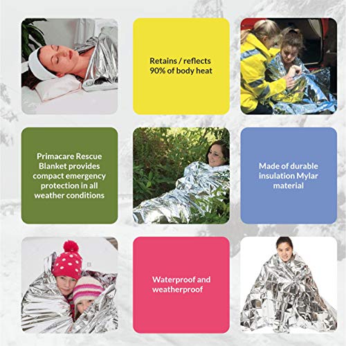 Primacare HB10 Emergency Foil Mylar Thermal Blanket (Pack of 10), 52