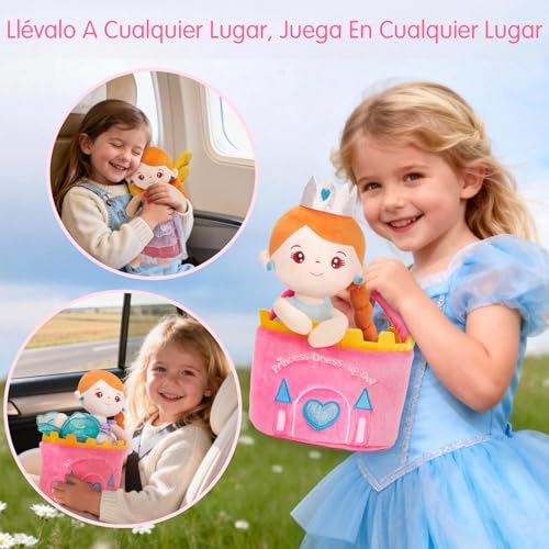 hahaland Unicornios Peluche Juguetes Niñas 3 años - Muñeca para Vestir con 3 Set de Ropa y Bolsa - Regalos Originales para Niñas 3 4 5 6 años