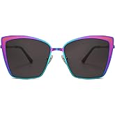 SOJOS Cateye Sunglasses for Women Fashion Mirrored Lens Metal Frame SJ1086