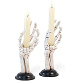 Boston International Halloween Taper Candle Holders, Set of 2, 3 x 8-Inches, Skeleton Hands