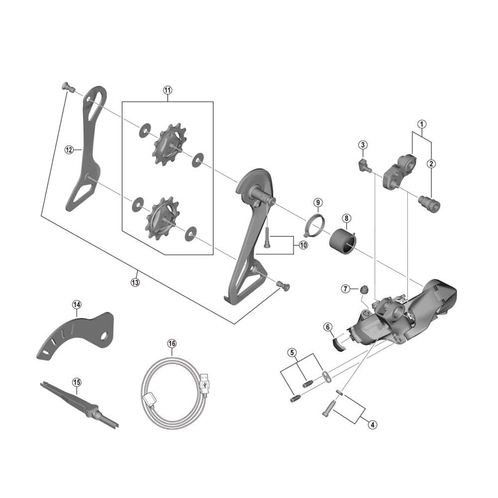 SHIMANO Unisex Y3gk98020 RD-R9250 Bracket Axle Unit For Normal Type, Black