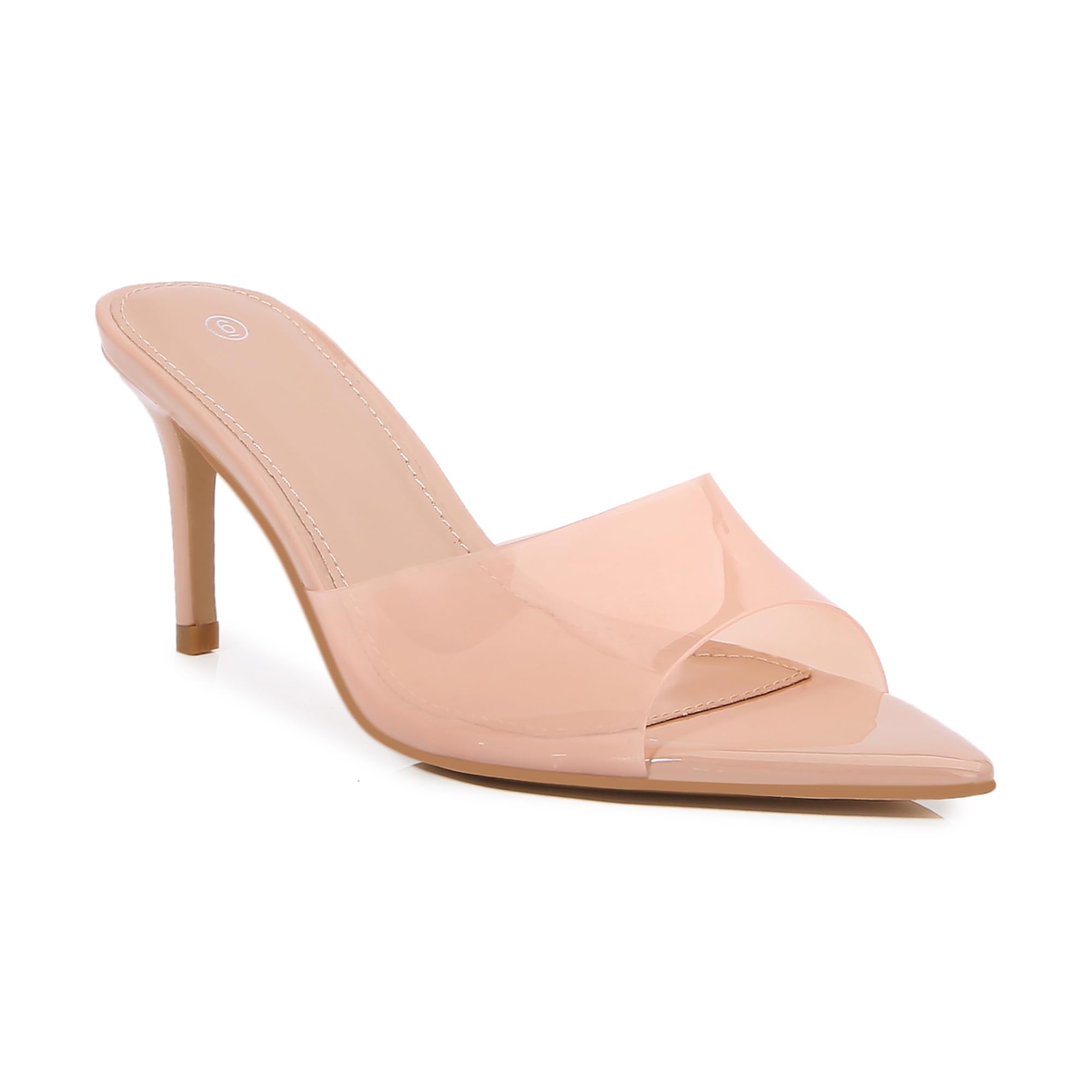 Shion ShaaYii Women Clear Pointed Toe Sandals Stiletto Heels Transparent Strap High Heels Slip on Mules for Women