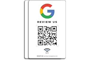 Reusable Review Tap Sticker for Google Reviews - 2-Stickers Pack QR & Tap NFC - Review Us on Google Tap Sticker - iPhone & An