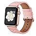 Leather Band for Apple Watch 38mm 40mm,iwatch Series 4 3 2 1 Pink Replacement Strap with Rose Gold Stainless Steel Buckle Clasp