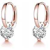 SLUYNZ Sterling Silver CZ Hoop Earrings for Women Teen Girls Minimalist CZ Hoop Earrings Huggie