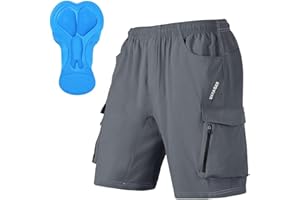 VAYAGER Men's Mountain Bike Shorts 3D Padded Bicycle MTB Shorts Loose-fit Lightweight MTB Cycling Shorts