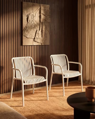 HariNorgen Set of 2 Modern Outdoor Indoor Armchairs,Heavy Duty White Poolside Lounge Chairs,UV-Resistant & Rust-Free Resin Seating for Patio,Balcony & Garden, Fully Assembled,White