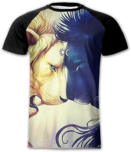 Liguofeng Dark Art - Leo Zodiac Light Men's Short Sleeve T-Shirt Round Neck Slim Fit Sport Tops Couples Printed Tee