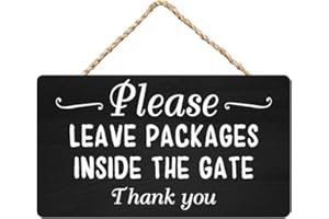 LICPACT Leave Packages Inside Gate Inside Fence Sign for Any Package Delivery Wood Sign for Front Door 15x30cm/6x12 inch