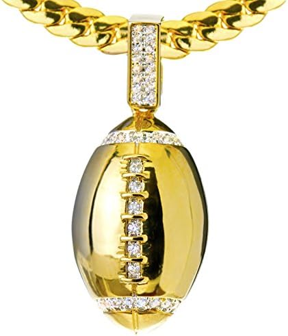 metaltree98Luxury Iced Bling14kt Gold Plated Mini Football Pendant Miami Cuban Chain Set BCH 1085 G