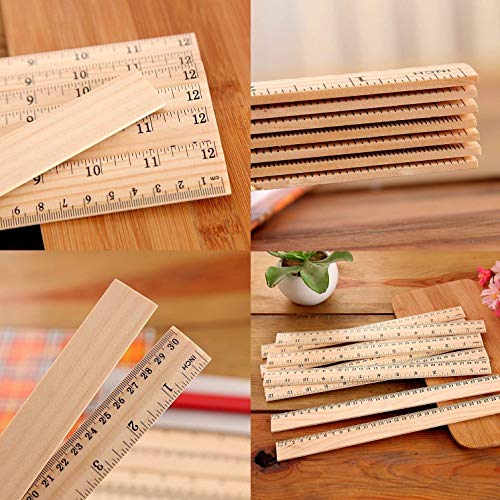 Alwaysuc 30pcs (12 inch and 30 cm) Wooden Rulers Student Rulers Wood School Rulers Measuring Ruler Office Rulers