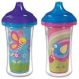 Munchkin Click Lock 2 Count Insulated Sippy Cup, 9 ounce, Bird/Butterfly