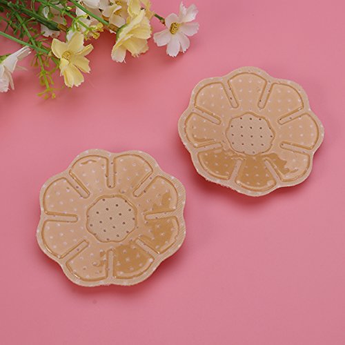 Pair Adhesive Breast Pasties Flower-shape Nipple Stickers Cover Invisible Breast Concealer pad for Women (Skin-color) - Thumbnail 2