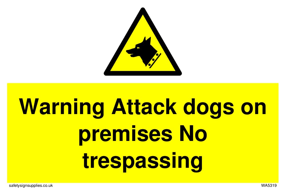 Pack of five - guard dog in warning triangle Sign - 150x100mm - A6L