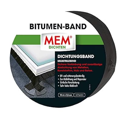 MEM 30836607 Bitumen-Band schwarz 10 m x 7,5 cm