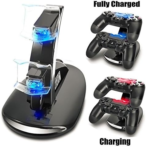 TOBSKBY Dual USB Charging Charger Docking Station Stand for Playstation 4 PS4 / PS4 Pro / PS4 Slim Controller