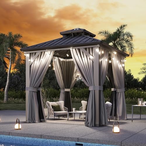 Aoxun 8x8 Hardtop Gazebo Review: Double Galvanized Steel Roof With Netting & Curtains image 26